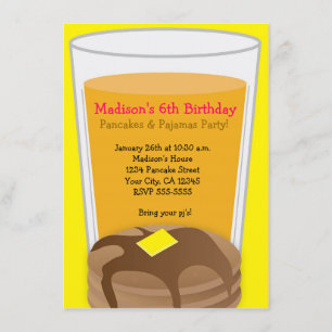 Pancakes und Pajamas Gelber Brunch Party Einladung