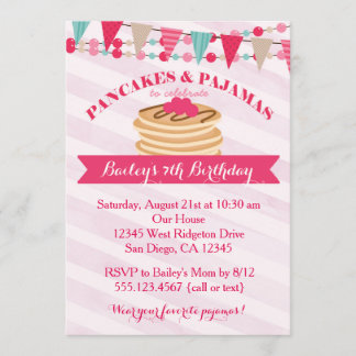 Pancakes und Pajamas Girl zum Geburtstag Einladung