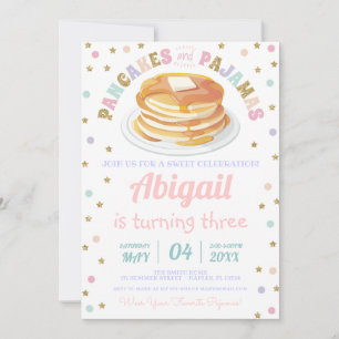 Pancakes und Pajamas Glitzer Dot Star Kind Geburts Einladung