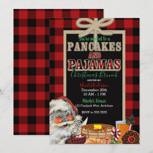 Pancakes und Pajamas Holiday Red Buffalo Kariert Einladung
