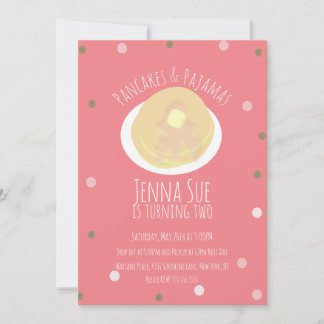 Pancakes und Pajamas Sleepover Girls Confetti Pink Einladung