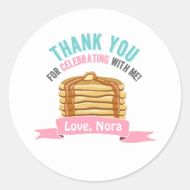 Pancakes und Pajamas Vielen Dank für Ihre Geburtst Runder Aufkleber (Vorderseite)