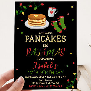 Pancakes und Pajamas Weihnachten Geburtstag Einladung