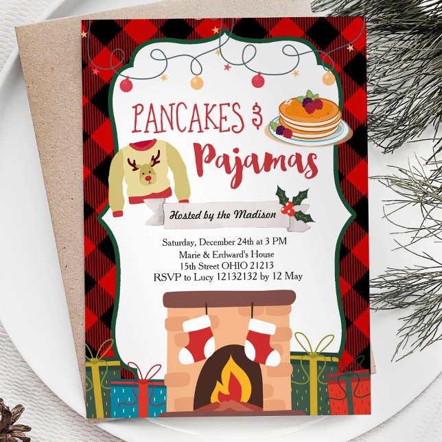 Pancakes und Pajamas Weihnachts-Party Einladung (Von Creator hochgeladen)