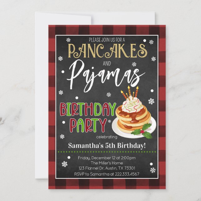 Pancakes und Pajamas Weihnachts-Party Einladung (Vorderseite)