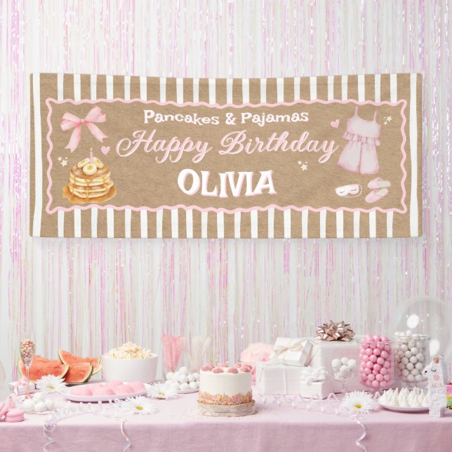 Pancakes und Pyjamas Banner - Kraftpapier Stil (Party)