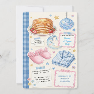 Pancakes und Pyjamas Geburtstagseinladung Einladung