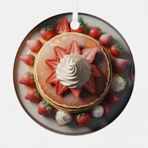 Pancakes Whipped Creme and Strawberries Christmas Ornament Aus Metall