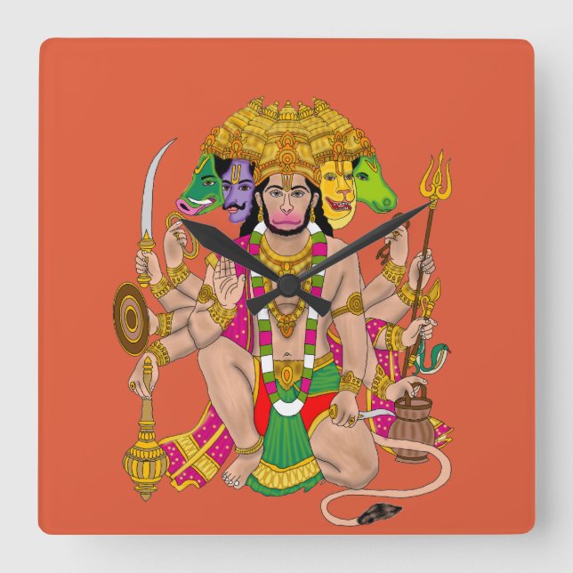 Panchmukhi Hanuman Wanduhr  (Vorderseite)