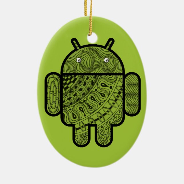 Pancho Doodle-Zeichen für Android™-Roboter Keramikornament (Hinten)