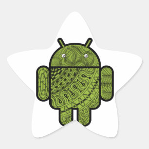 Pancho Doodle-Zeichen für Android™-Roboter Stern-Aufkleber