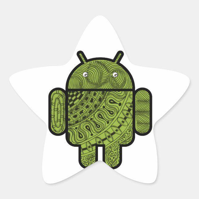 Pancho Doodle-Zeichen für Android™-Roboter Stern-Aufkleber (Vorderseite)