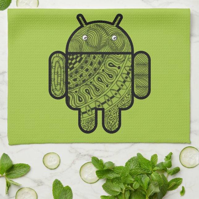 Pancho Doodle-Zeichen für den Android™-Roboter Küchentuch (Gefaltet)