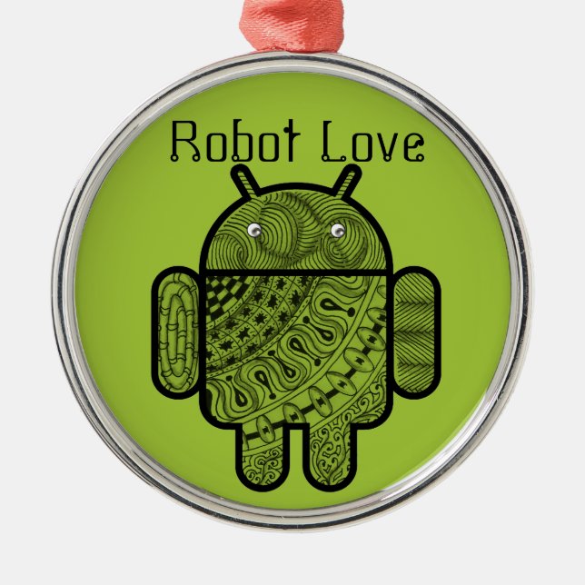 Pancho Doodle-Zeichen für den Android™-Roboter Ornament Aus Metall (Vorne)