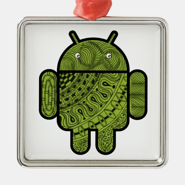 Pancho Doodle-Zeichen für den Android™-Roboter Ornament Aus Metall (Vorne)
