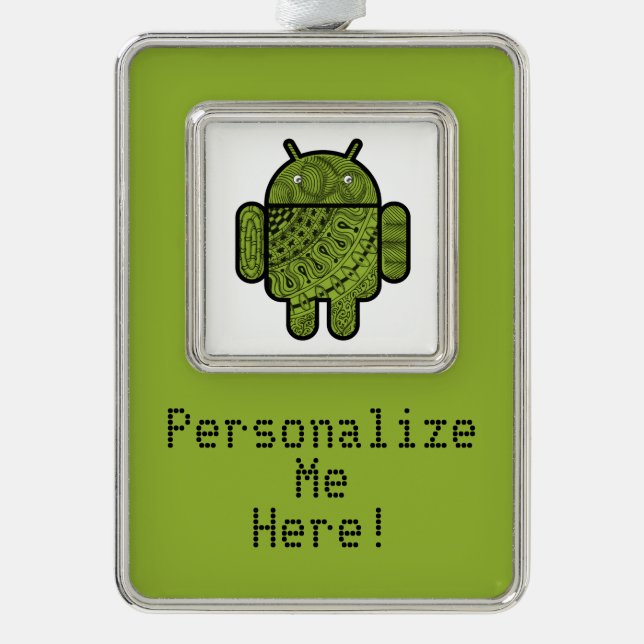 Pancho Doodle-Zeichen für den Android™-Roboter Rahmen-Ornament Silber (Vorderseite)