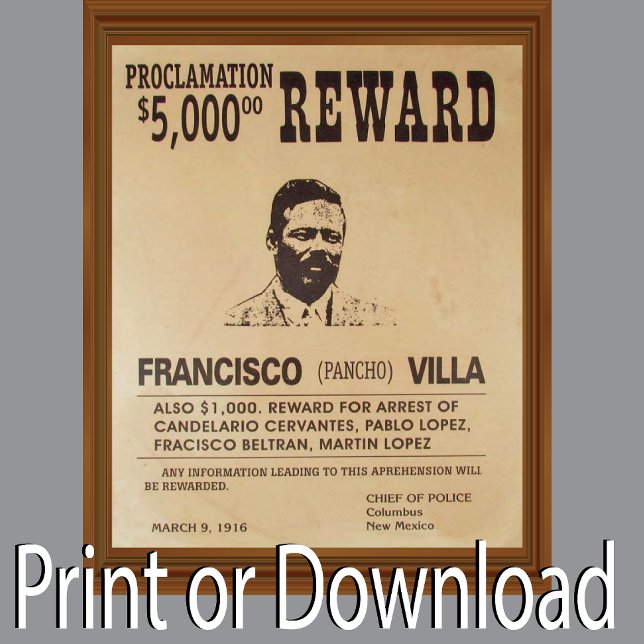 Pancho Villa Vintag Gewollt Poster-Belohnung Poster (Von Creator hochgeladen)