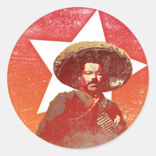 Pancho Villa Vintage Red Star Runder Aufkleber