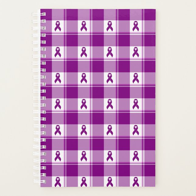 Pancreatic Cancer Awareness Plaid Planner, Purple Planer (Vorderseite)