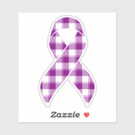 Pancreatic Cancer Awareness Plaid Ribbon Purple Aufkleber