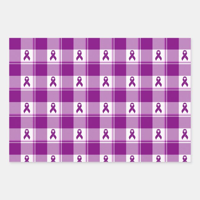 Pancreatic Cancer Awareness Plaid Wrapping Paper Geschenkpapier Set (Vorderseite)