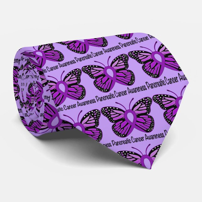 Pancreatic Cancer Butterfly Awareness Ribbon Krawatte (Gerollt)