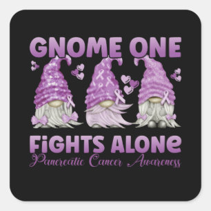 Pancreatic Cancer Purple Gnome Quadratischer Aufkleber