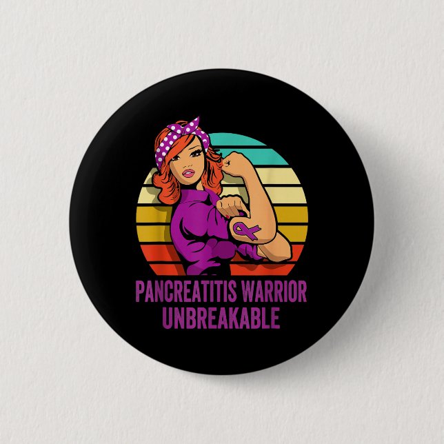 Pancreatitis-Krieger-Shirt Unzerbrechlich Button (Vorderseite)