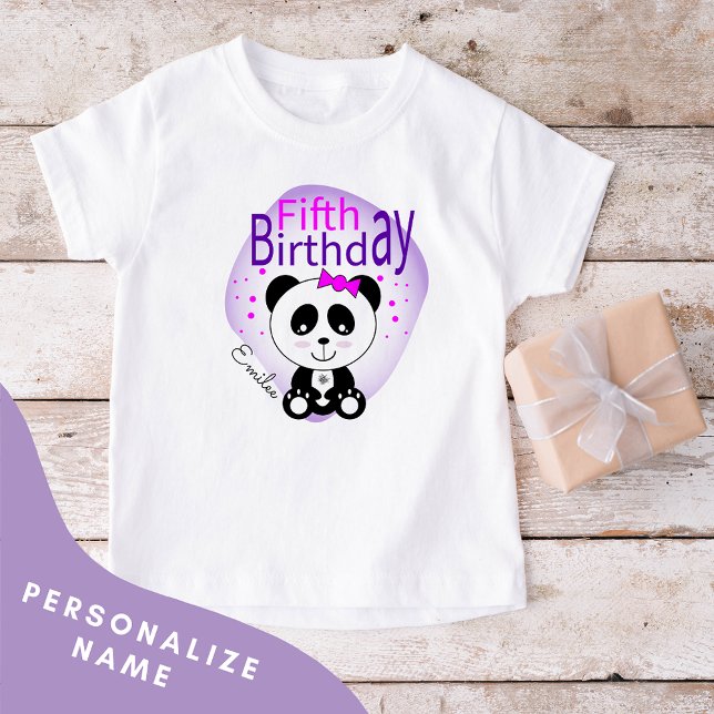 Panda 5th Birthday Girls Tshirt (Lila) (Von Creator hochgeladen)