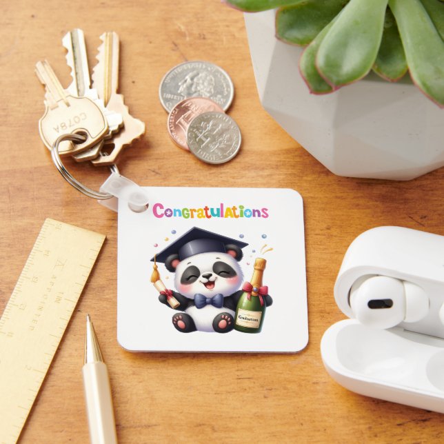 Panda Abschluss Glückwunsch Schlüsselanhänger (Schreibtisch)