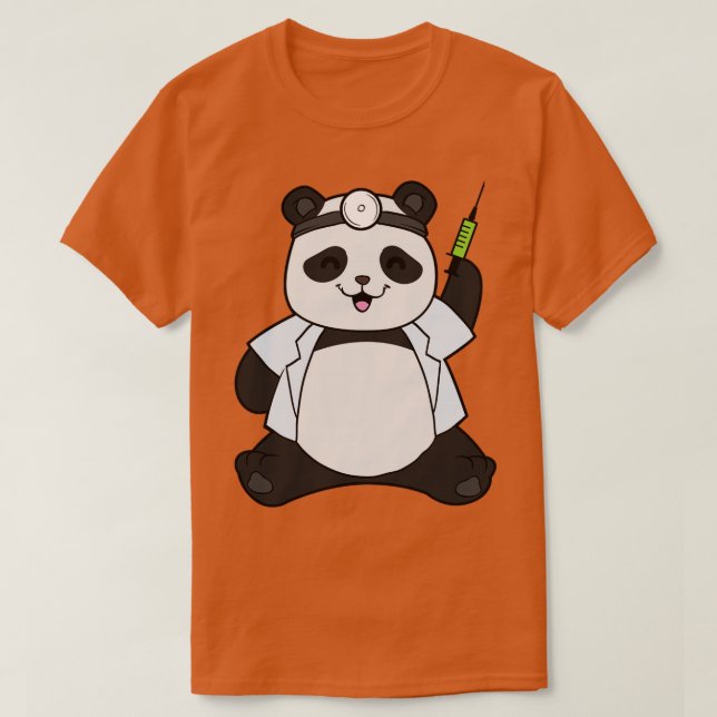 Panda als Arzt mit Spritze T-Shirt (Design vorne)