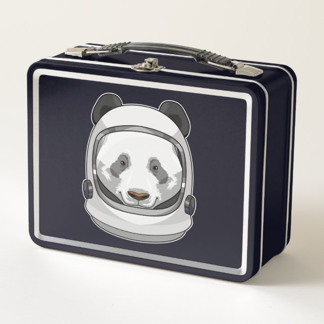 Panda als Astronaut mit Helmet Metall Brotdose (Vorderseite)