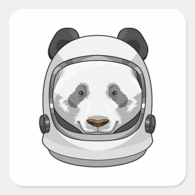 Panda als Astronaut mit Helmet Quadratischer Aufkleber (Vorderseite)