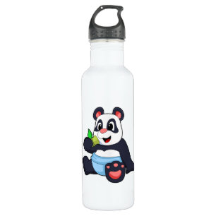 Panda als Baby mit Bambus Edelstahlflasche