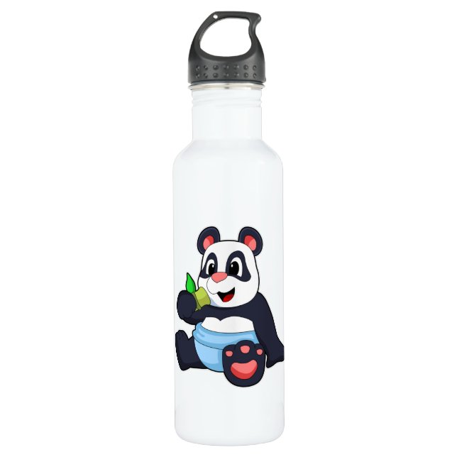 Panda als Baby mit Bambus Edelstahlflasche (Vorderseite)