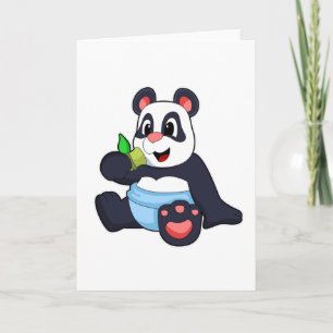 Panda als Baby mit Bambus Karte