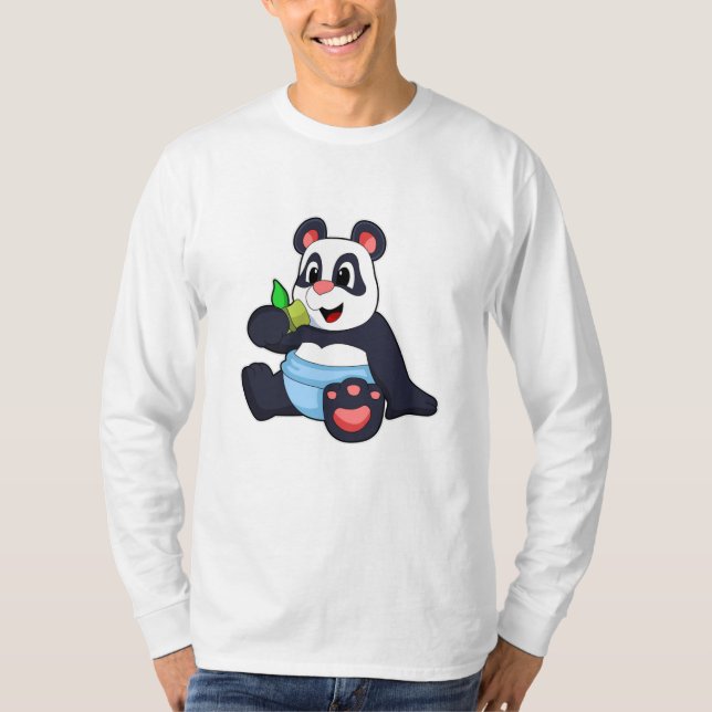 Panda als Baby mit Bambus T-Shirt (Vorderseite)