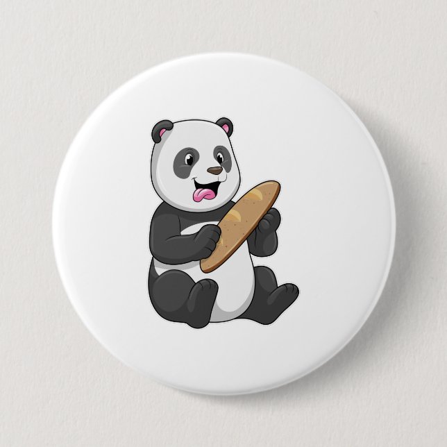 Panda als Bäcker mit Brot Button (Vorderseite)
