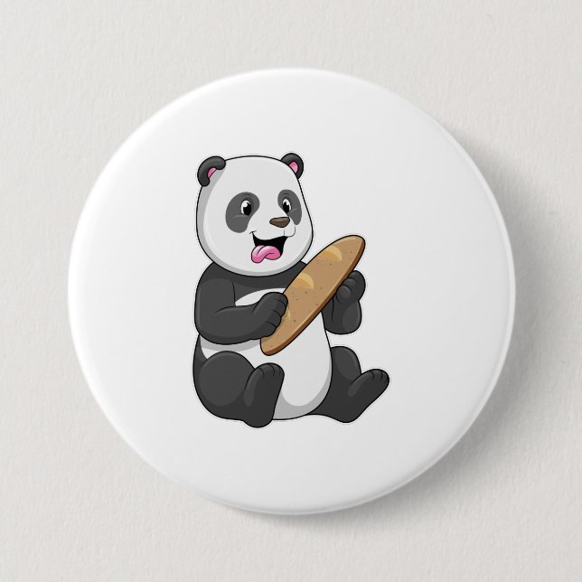 Panda als Baker mit Brot Button (Vorderseite)