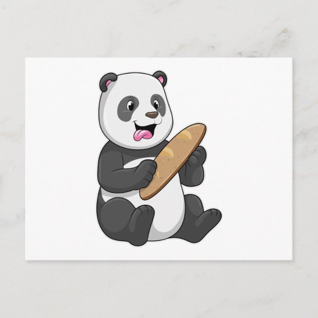 Panda als Baker mit Brot Postkarte (Vorderseite)
