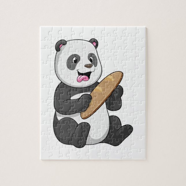 Panda als Baker mit Brot Puzzle (Vertikal)