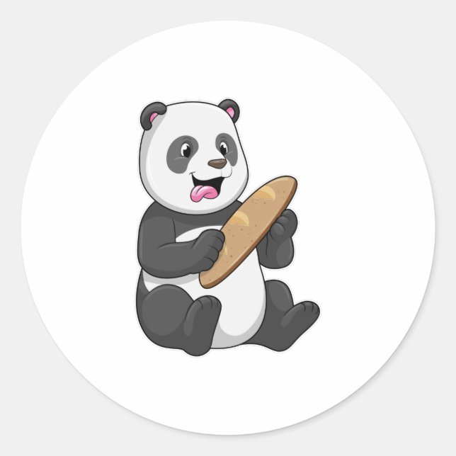 Panda als Baker mit Brot Runder Aufkleber (Vorderseite)