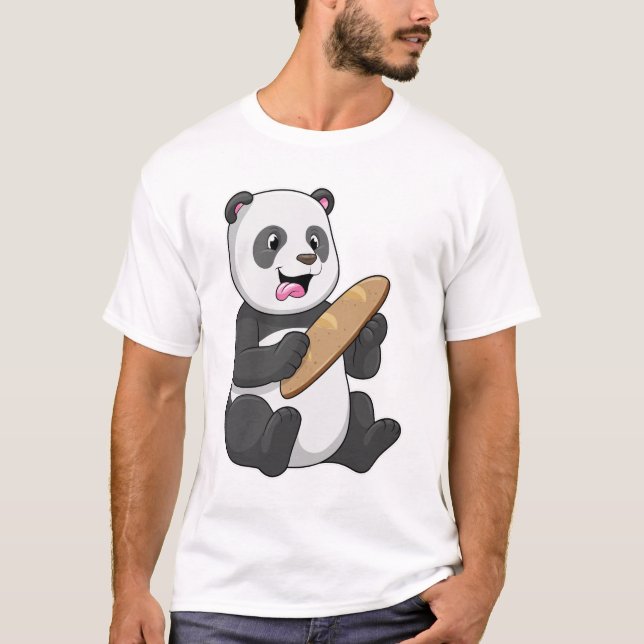 Panda als Baker mit Brot T-Shirt (Vorderseite)