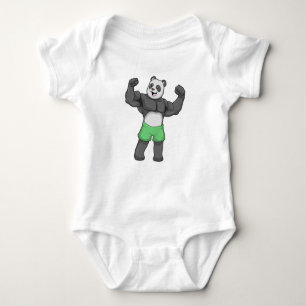 Panda als Bodybuilder an der Bodybuilding Baby Strampler