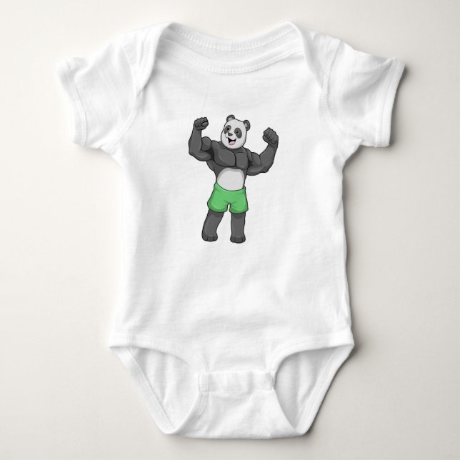 Panda als Bodybuilder an der Bodybuilding Baby Strampler (Vorderseite)