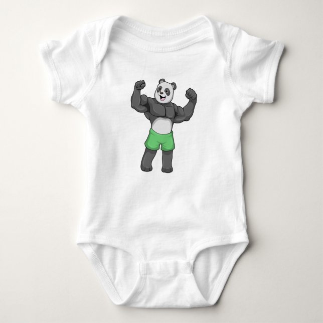 Panda als Bodybuilder an der Bodybuilding Baby Strampler (Vorderseite)
