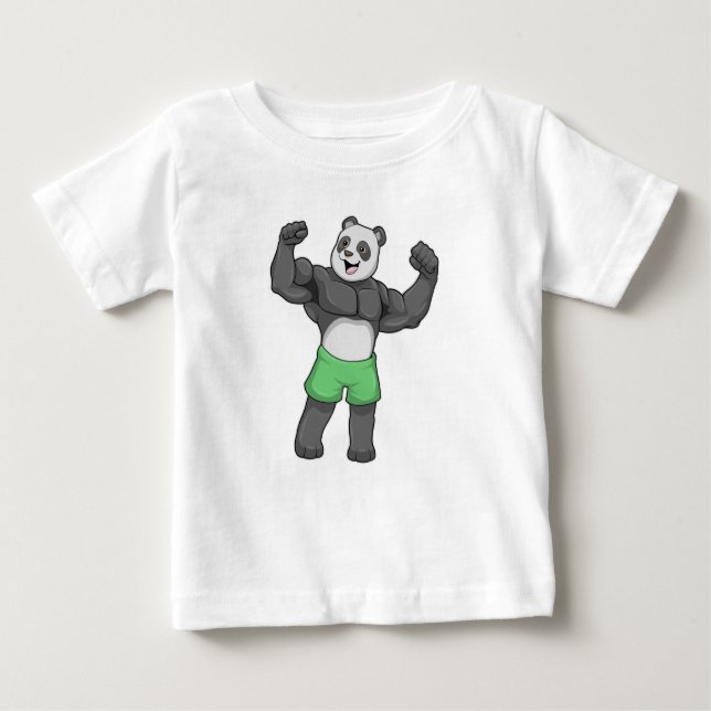 Panda als Bodybuilder an der Bodybuilding Baby T-shirt (Vorderseite)