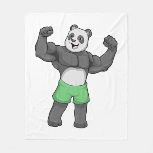 Panda als Bodybuilder an der Bodybuilding Fleecedecke