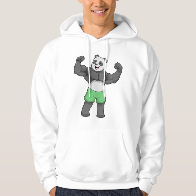 Panda als Bodybuilder an der Bodybuilding Hoodie (Vorderseite)