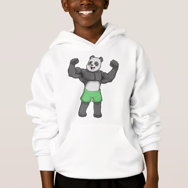 Panda als Bodybuilder an der Bodybuilding Hoodie (Vorderseite)